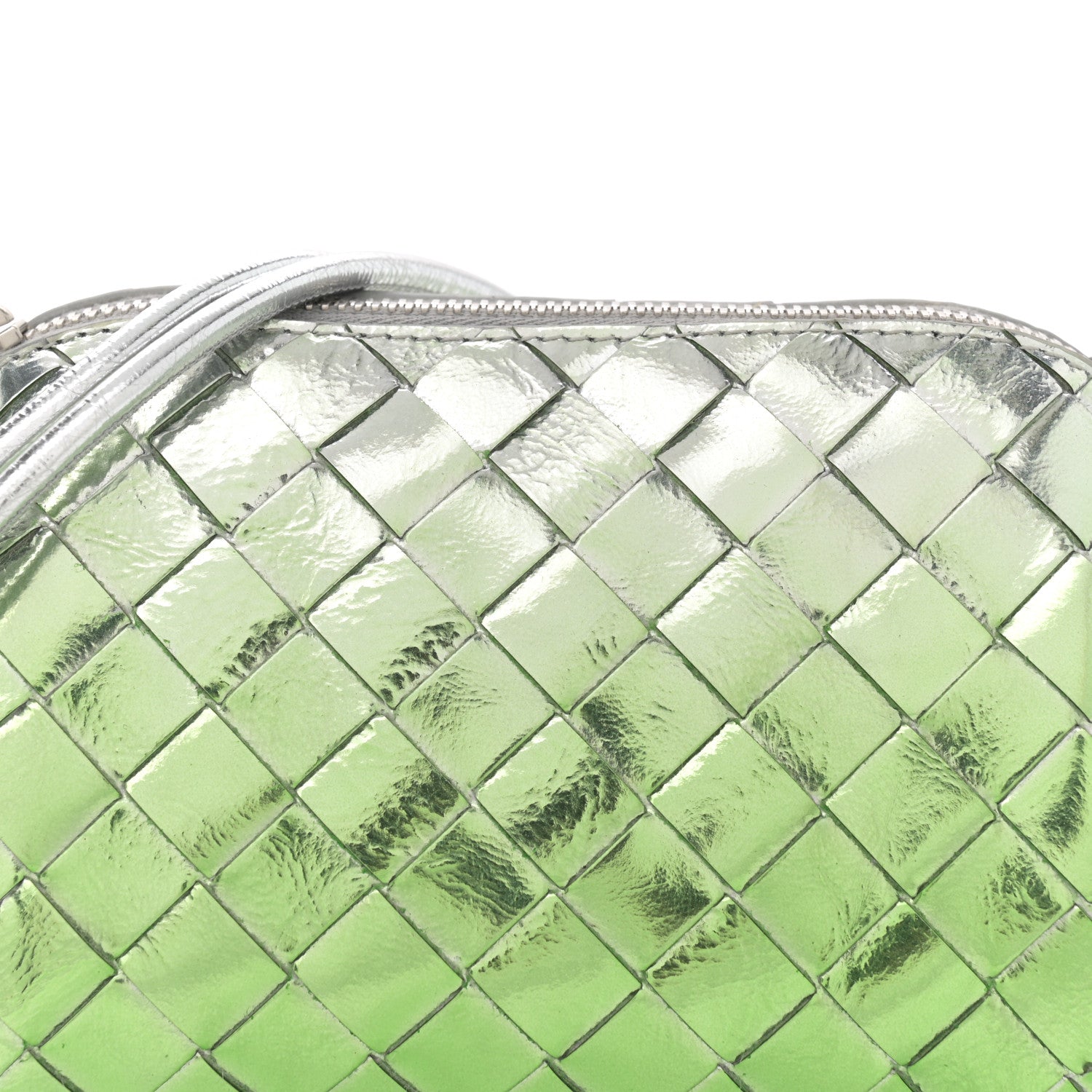 Bottega Veneta Metallic Nappa Intrecciato Concert Pouch Silver Fresh Mint 8 of 10