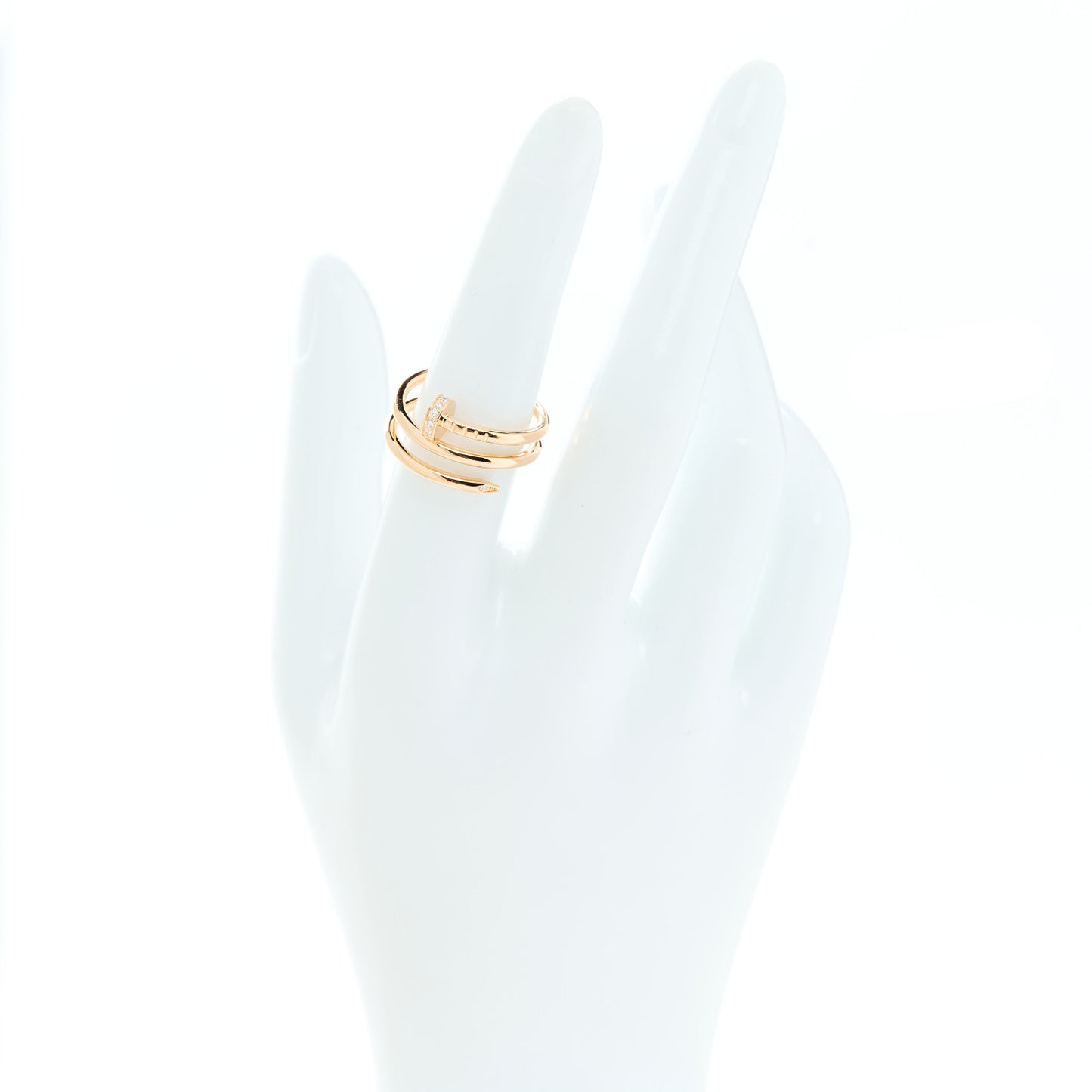 18K Pink Gold Diamond Double Juste Un Clou Ring 53 6.25