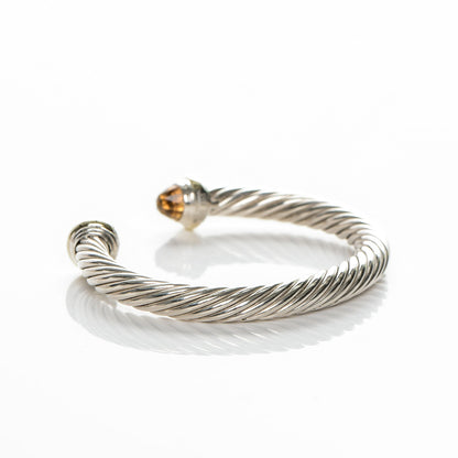 David Yurman Sterling Silver 14K Yellow Gold Citrine 7mm Cable Classics Bracelet 3 of 3