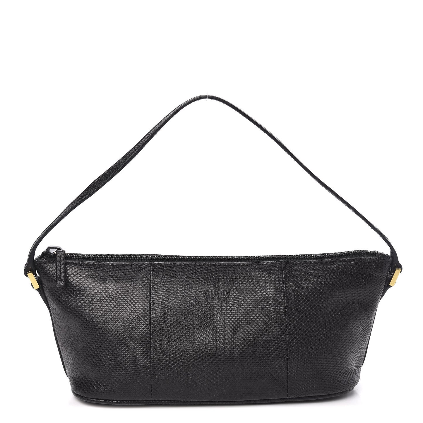 Calfskin Lizard Embossed Boat Pochette Black