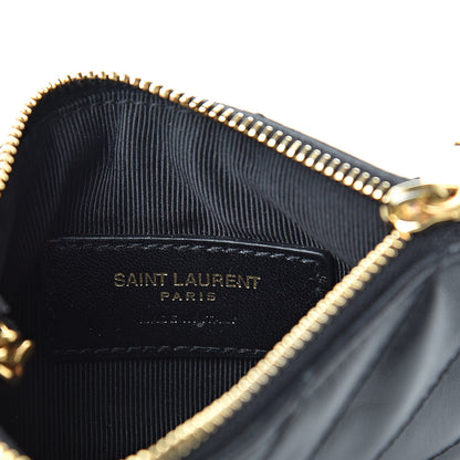 Saint Laurent Calfskin Matelasse Monogram Key Pouch Black 6 of 8
