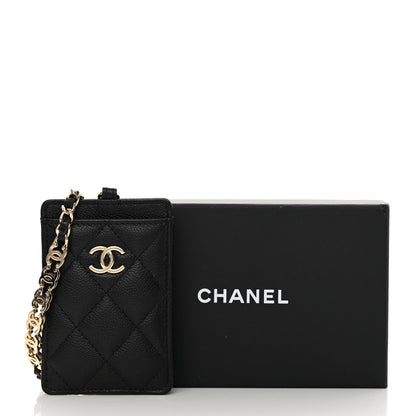 Chanel Caviar Quilted Tiny CC Card Holder On Chain Black 10 of 10