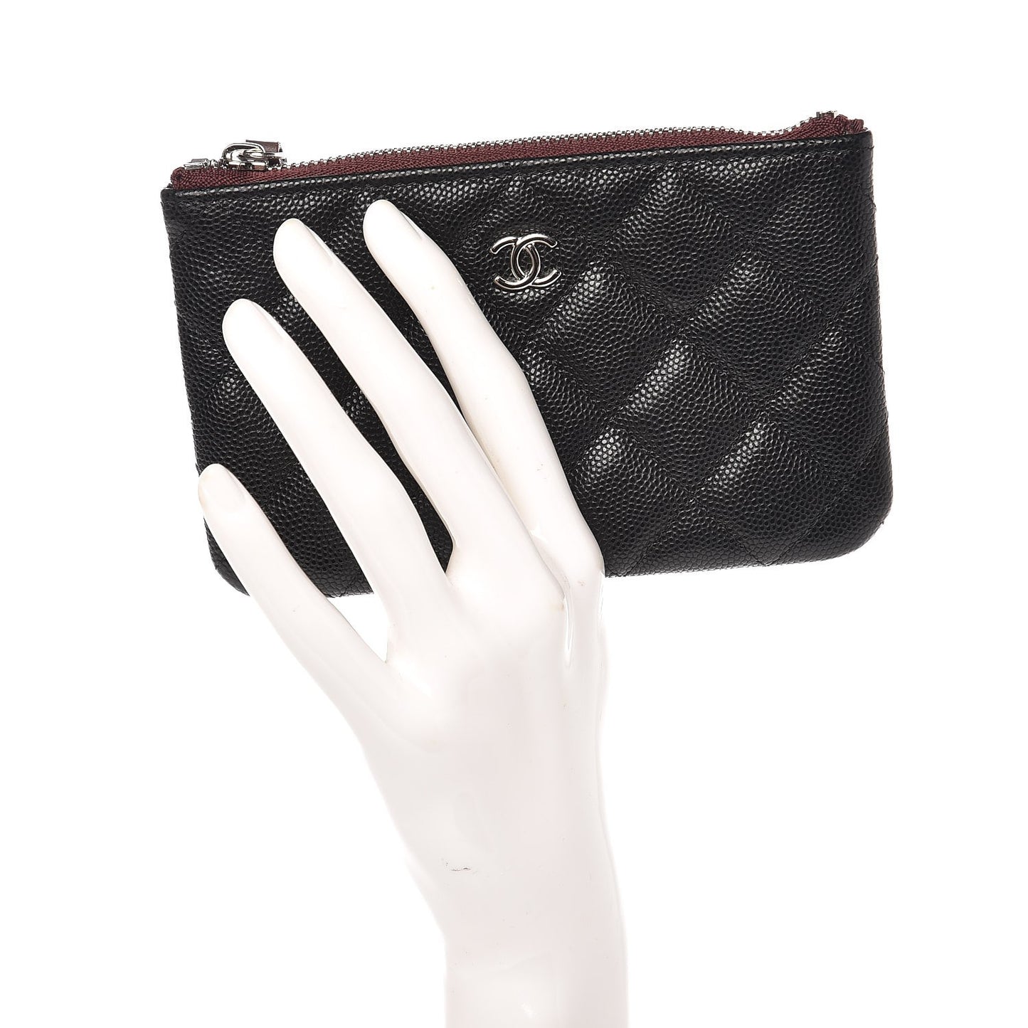 Caviar Quilted Small Cosmetic Case Black