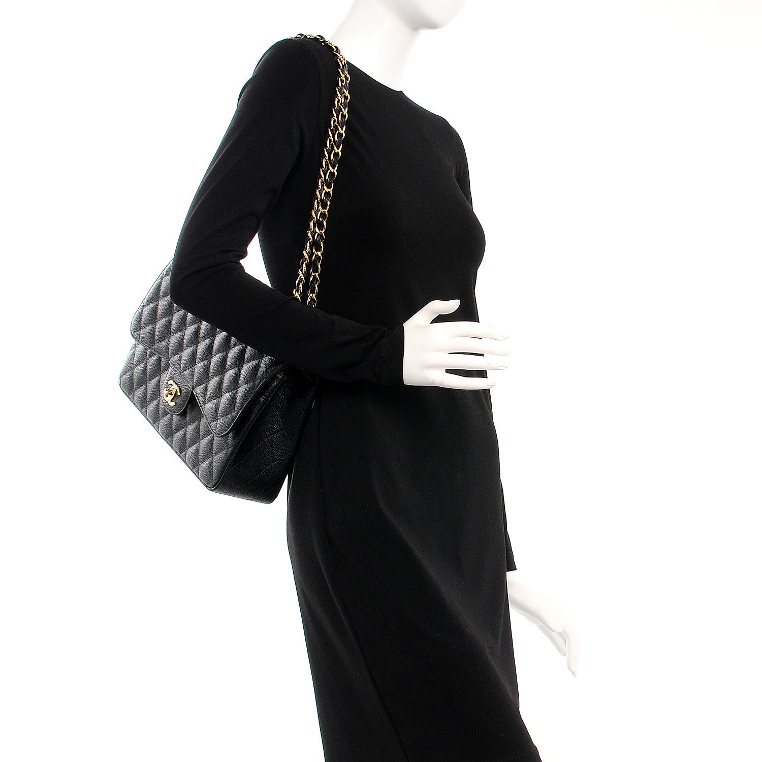 Chanel Caviar Quilted Jumbo Double Flap Black 2 of 8