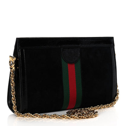 Gucci Suede Patent GG Web Small Ophidia Chain Shoulder Bag Black 3 of 14
