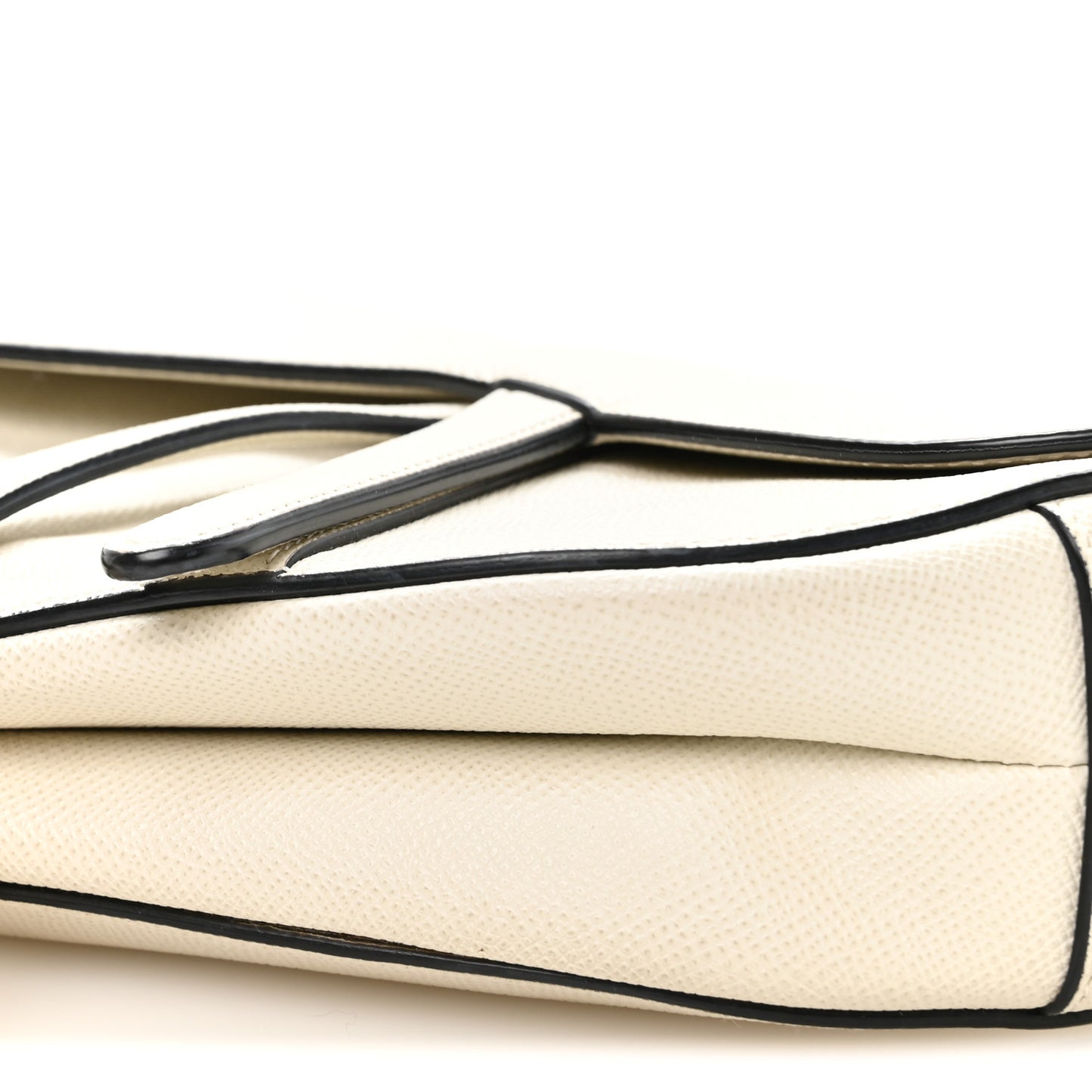 Grained Calfskin Saddle Bag White