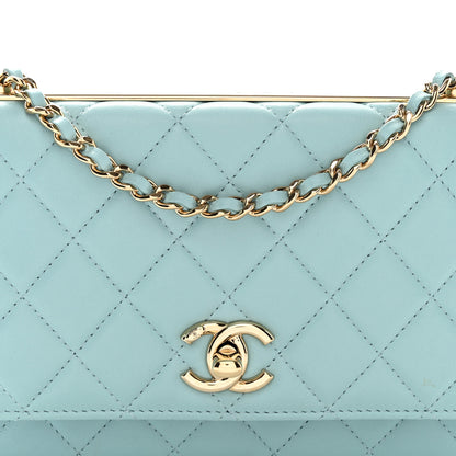 Chanel Lambskin Quilted Trendy CC Wallet On Chain WOC Light Blue 9 of 12