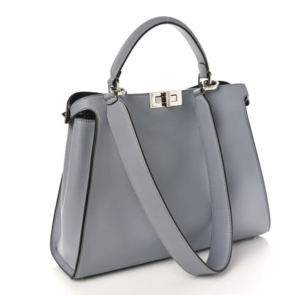Fendi Vitello Tahiti Burro Large Peekaboo Iconic Essentially Satchel Ardesia Dark Blue 2 of 9
