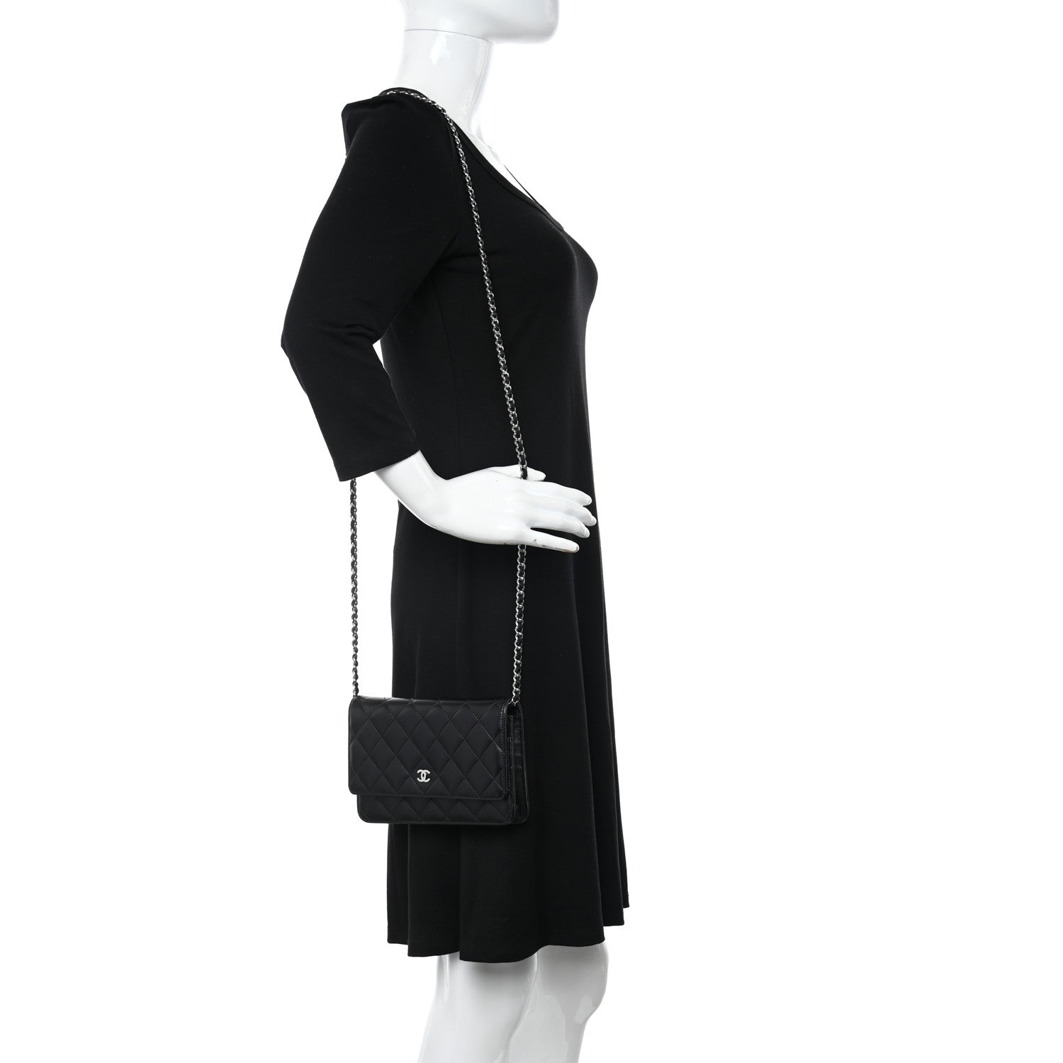 Chanel Lambskin Quilted Wallet On Chain WOC Black 2 of 11