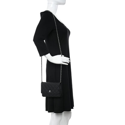 Chanel Lambskin Quilted Wallet On Chain WOC Black 2 of 11