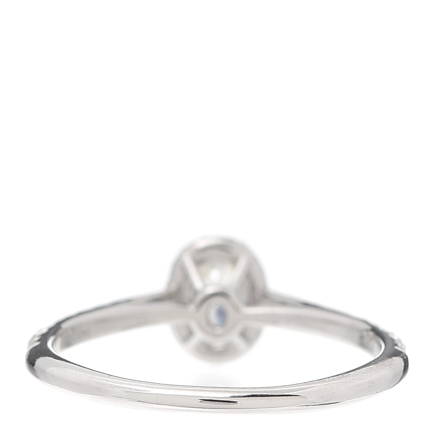 Tiffany Platinum Diamond .24ct Soleste Oval Halo Engagement Ring 53 6.5 3 of 4