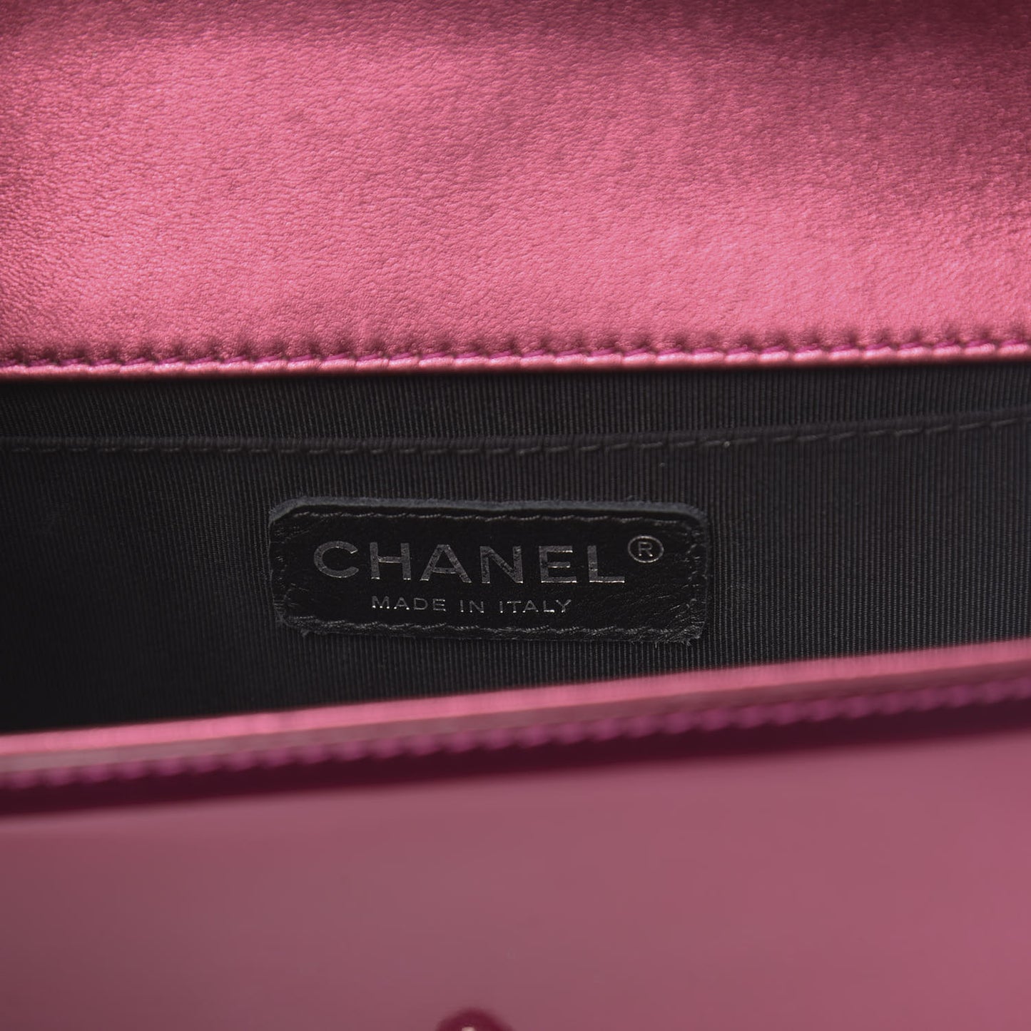 Metallic Patent Calfskin Quilted Small Boy Flap Pink