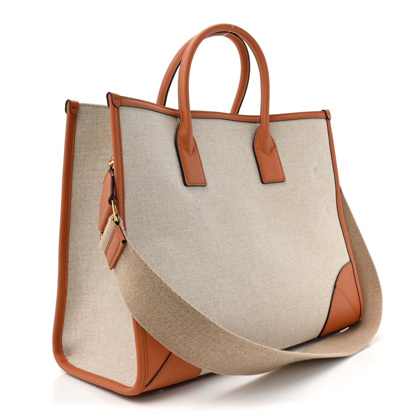 Calfskin Linen Large Munchen Tote Cognac