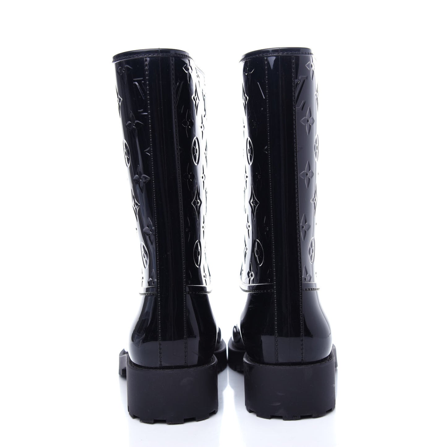 Rubber Embossed Monogram Drops Flat Half Boots 39 Black