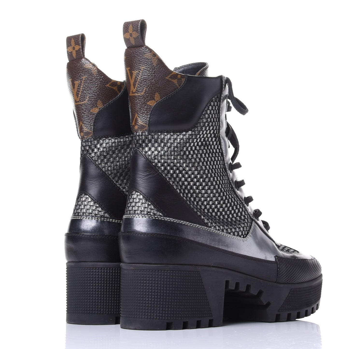 Metallic Calfskin Technical Fabric Digital Gate Laureate Platform Desert Boot 37.5 Silver