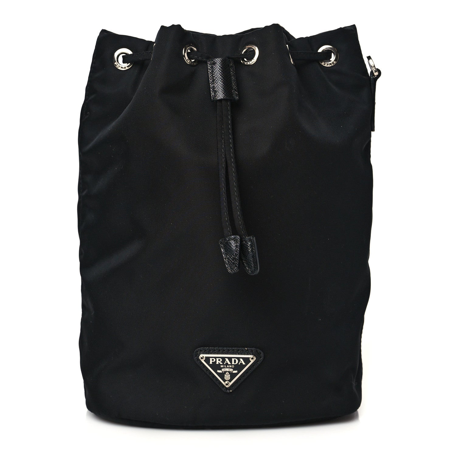 Prada Saffiano Tessuto Nylon Vela Bucket Wristlet Black 1 of 10