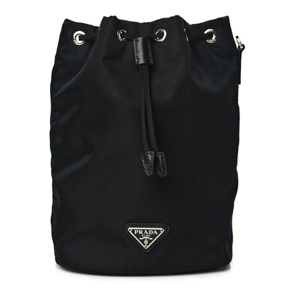 Prada Saffiano Tessuto Nylon Vela Bucket Wristlet Black 1 of 10