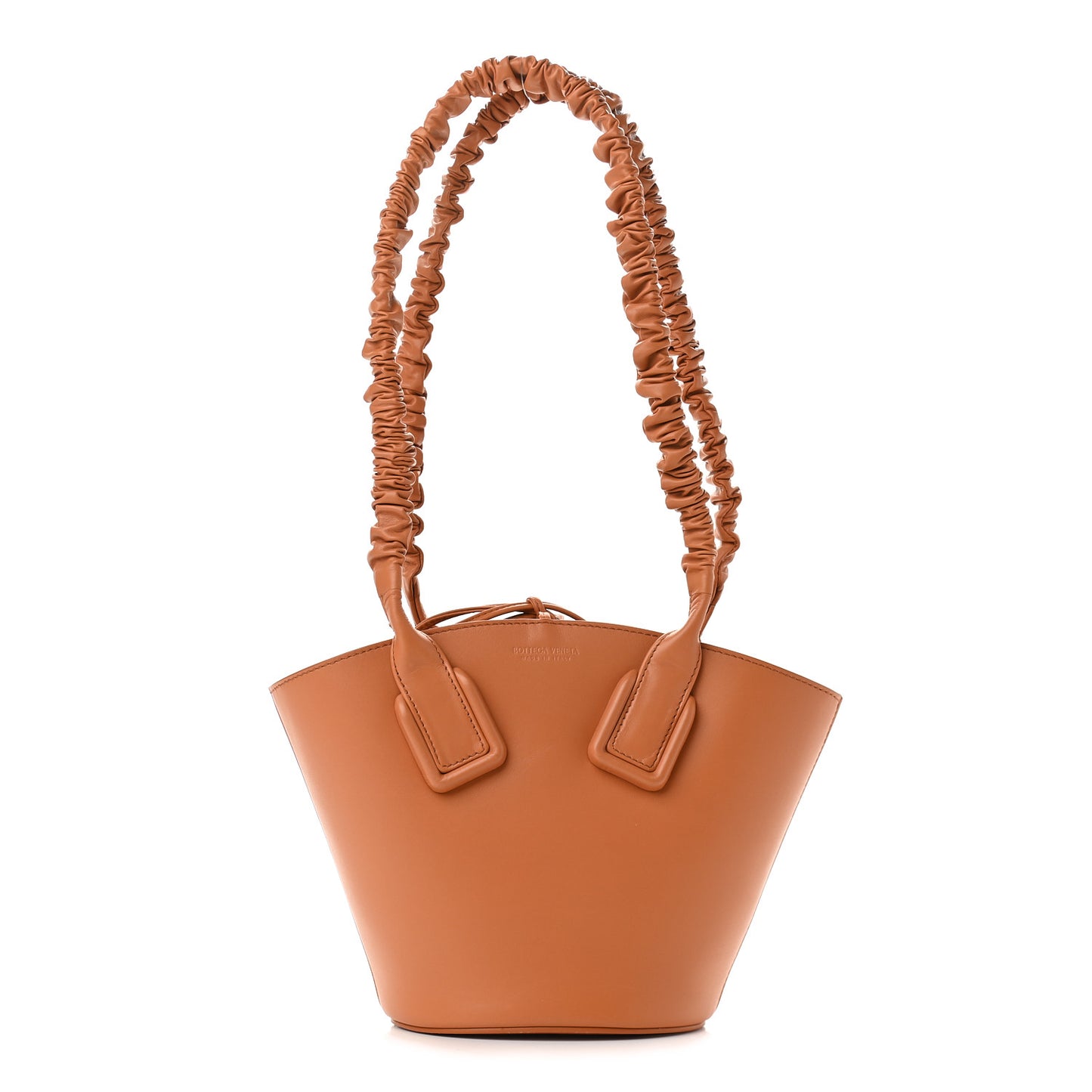 Calfskin Ruched Small Basket Tote Tan