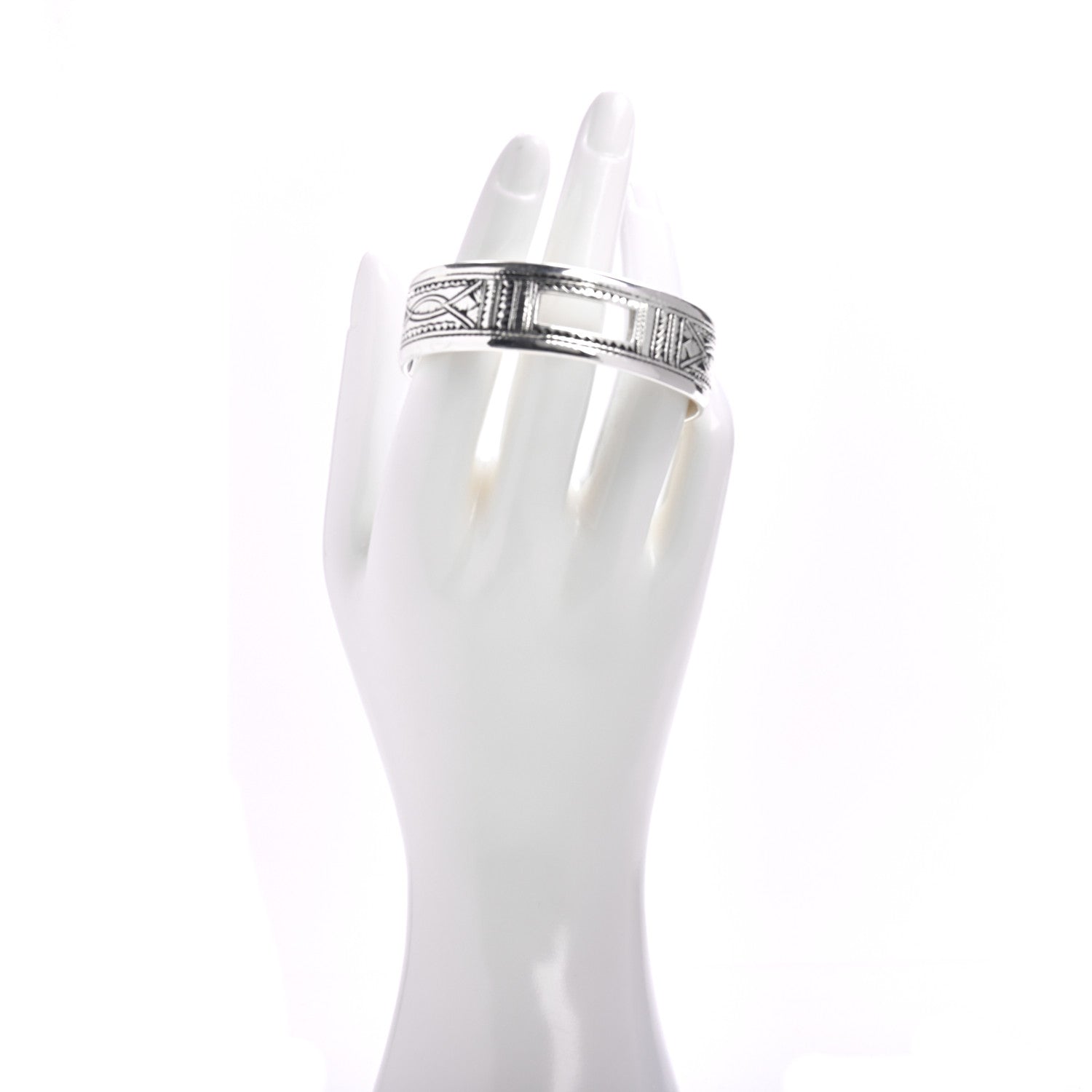 Hermes Sterling Silver Touareg Newton Cuff Bracelet 2 of 4