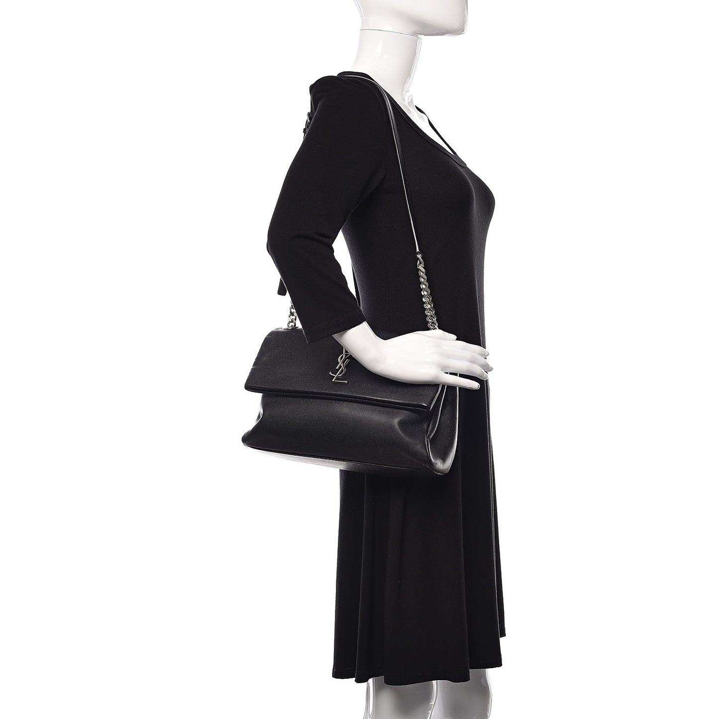 Grain De Poudre Medium West Hollywood Monogram Fold-Over Black