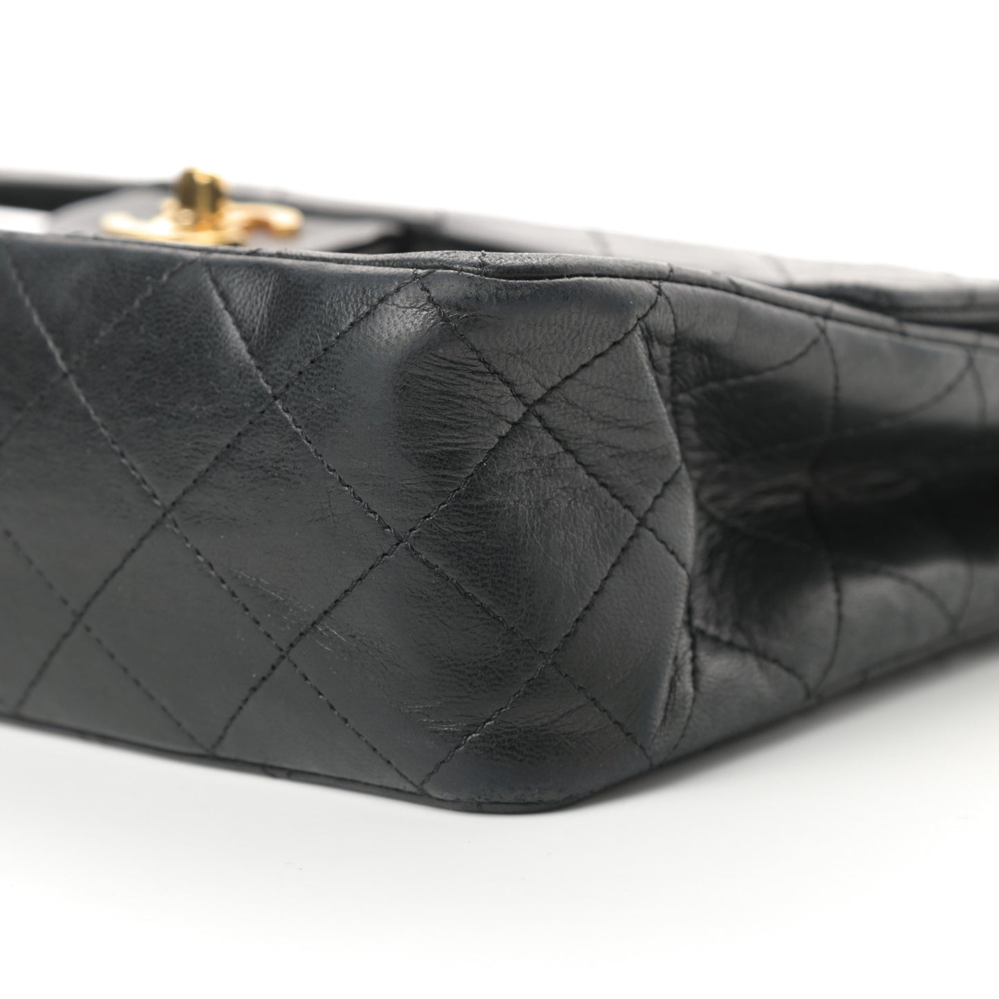 Lambskin Quilted Medium Double Flap Black