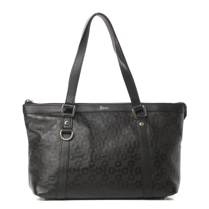 Gucci Calfskin Horsebit Embossed Medium Abbey Tote Dark Brown 1 of 14