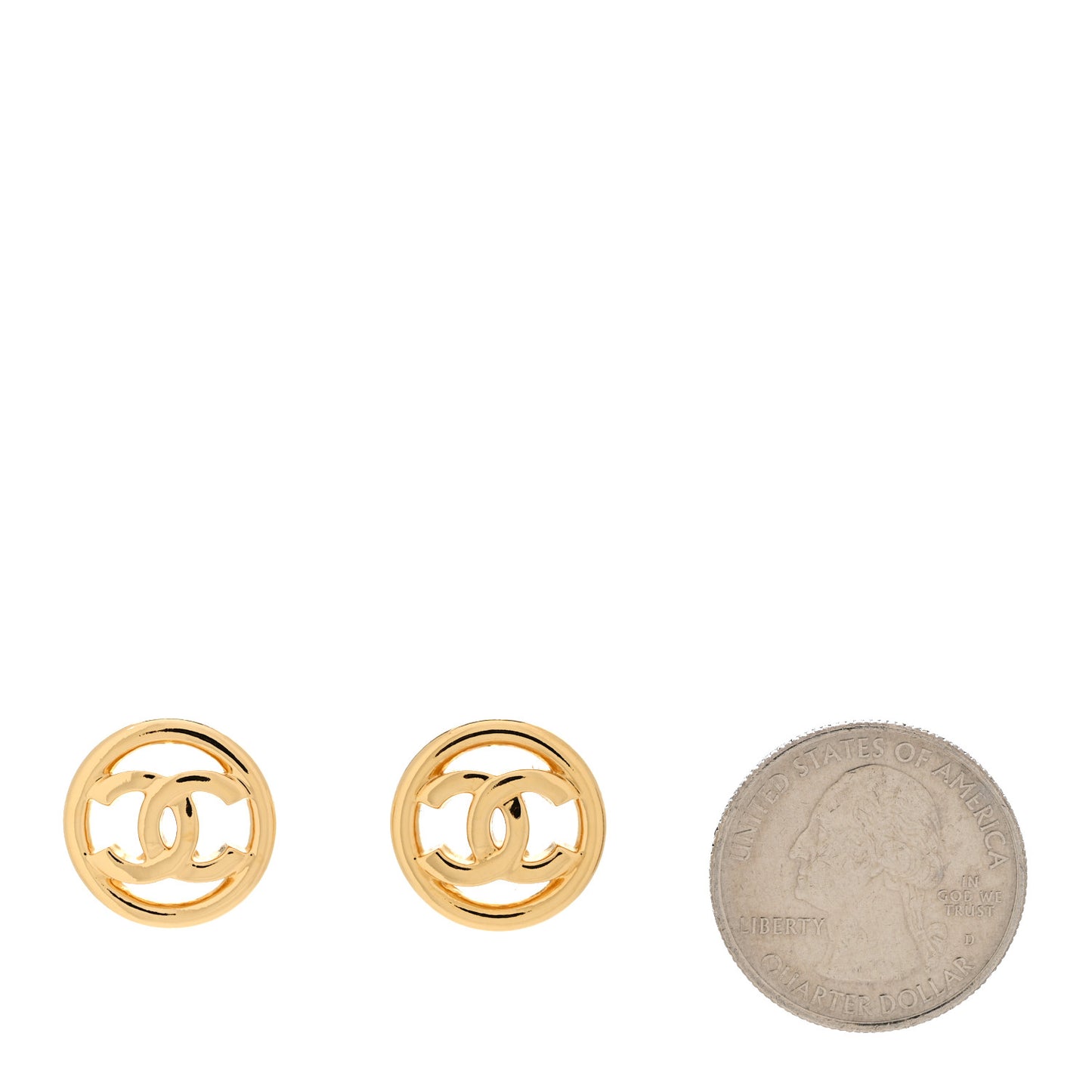 Metal CC Round Earrings Gold