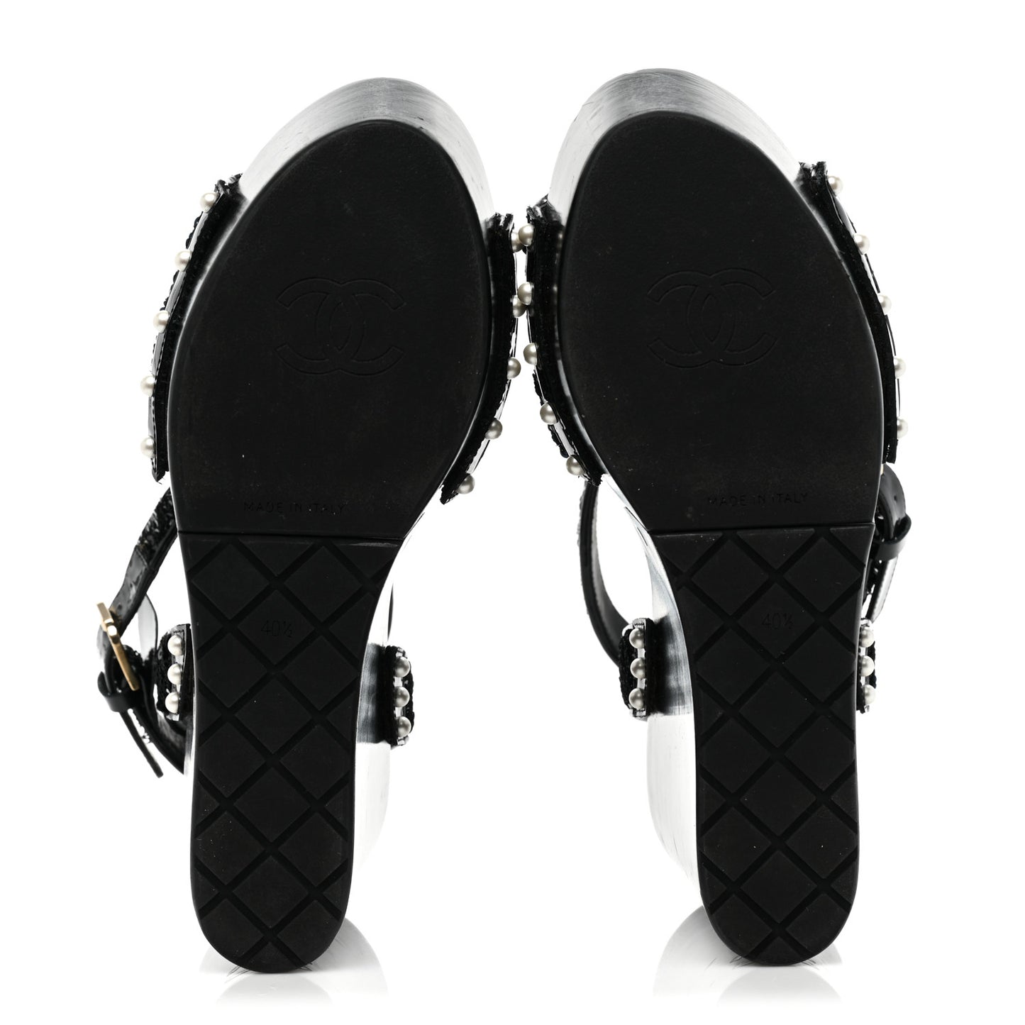 Sequin Wedge Sandals 40.5 Black