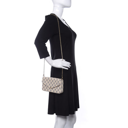 Louis Vuitton Damier Azur Pochette Felicie Chain Wallet Rose Ballerine 2 of 9