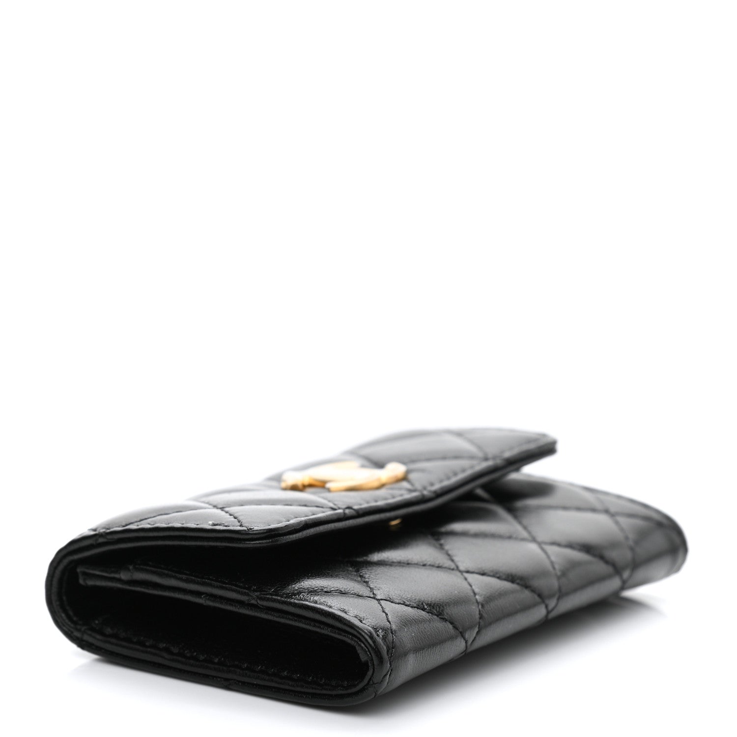 Chanel Lambskin Quilted Flap Card Holder Wallet Black 4 of 9