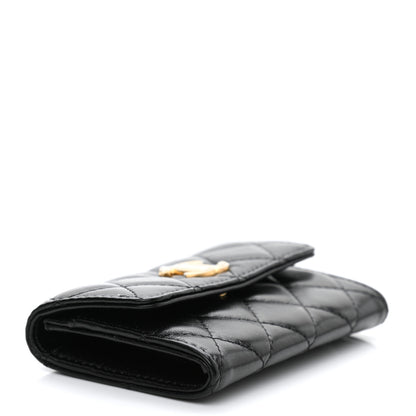 Chanel Lambskin Quilted Flap Card Holder Wallet Black 4 of 9