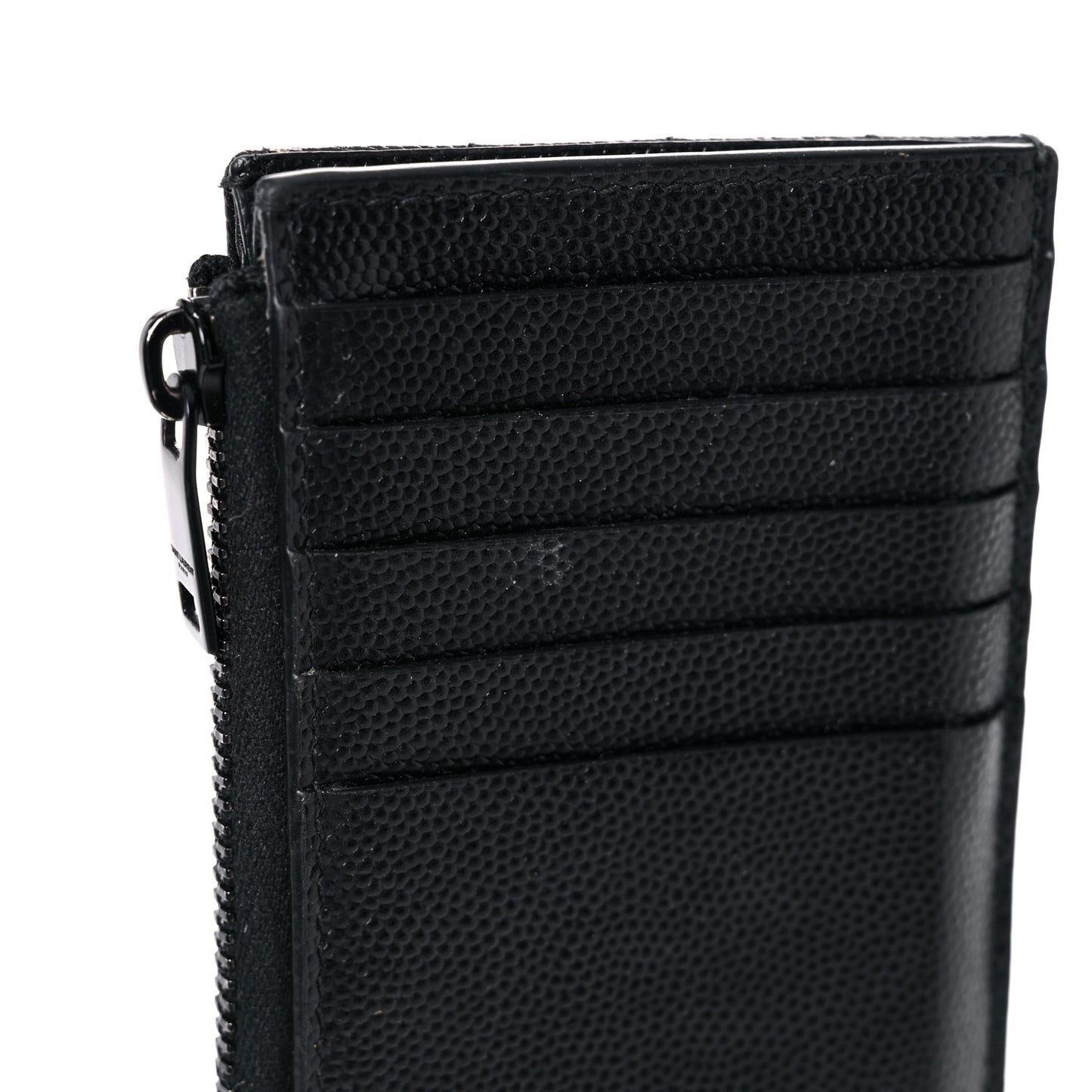 Grain De Poudre Matelasse Chevron Monogram Fragments Zippered Card Case Black