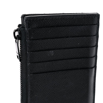 Saint Laurent Grain De Poudre Matelasse Chevron Monogram Fragments Zippered Card Case Black 6 of 11
