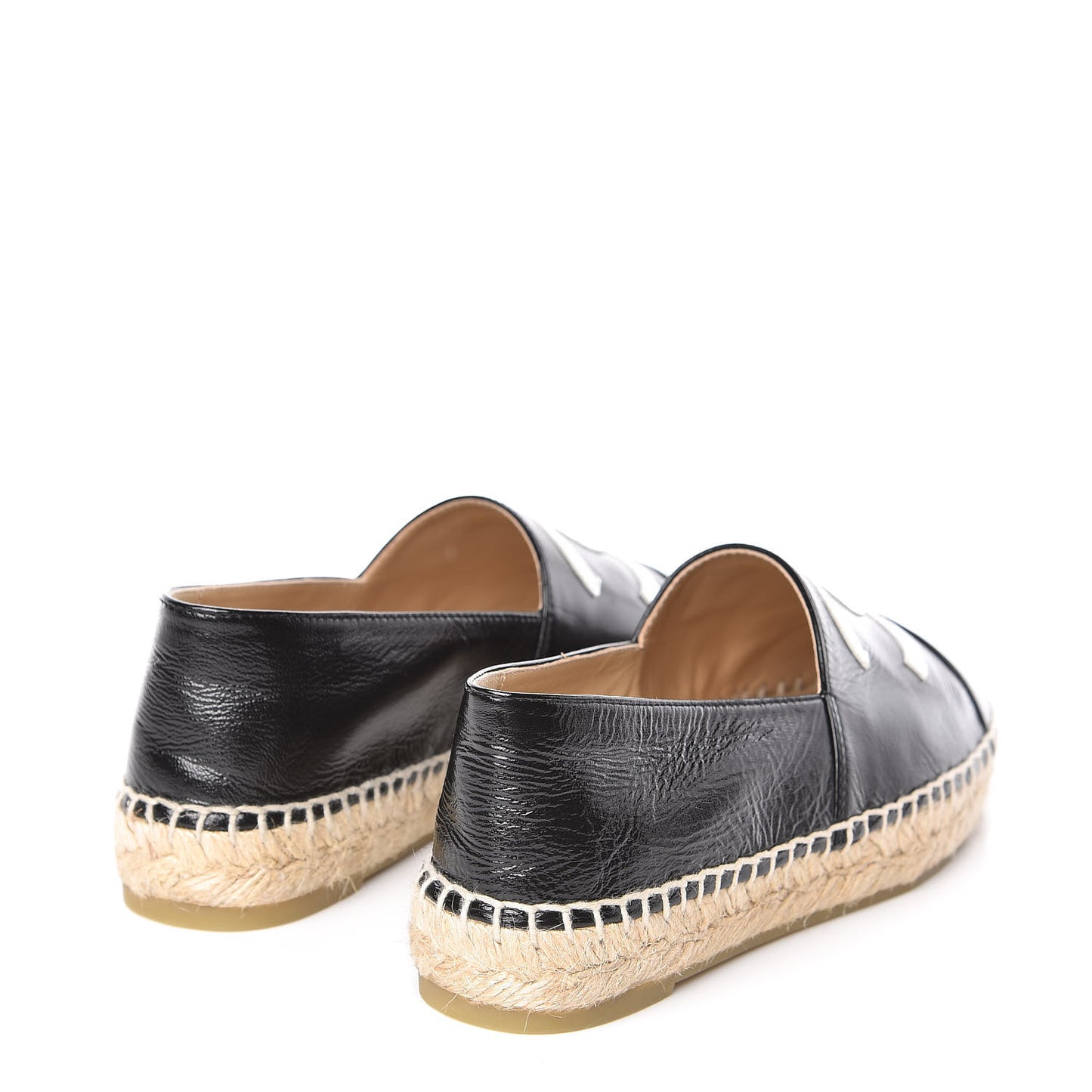 Metallic Lambskin Grosgrain CC Espadrilles 34 Black