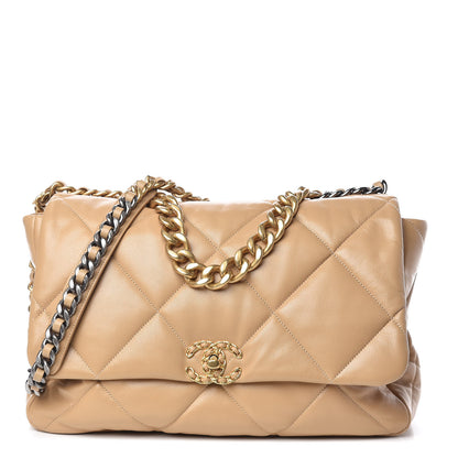 Chanel Lambskin Quilted Maxi 19 Flap Dark Beige 1 of 10