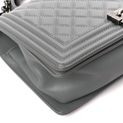 Chanel Lambskin Quilted Medium Boy Flap Grey 9 of 10