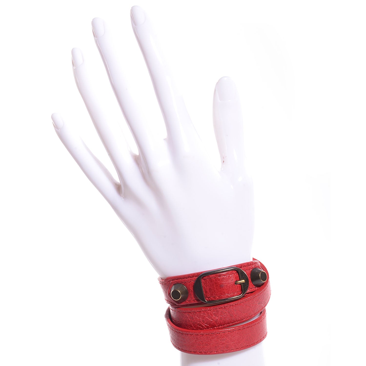 Balenciaga Agneau Triple Tour Bracelet Small Rouge Coquelicot 2 of 5
