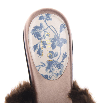 Gucci Mink Silk Satin Crystal Candy Mules 37 Scan Brown Black 6 of 11