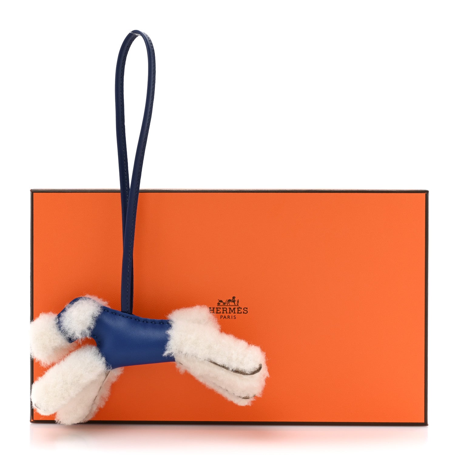 Hermes Milo Lambskin Shearling Budy Charm Bleu France Bleu Saphir 5 of 5