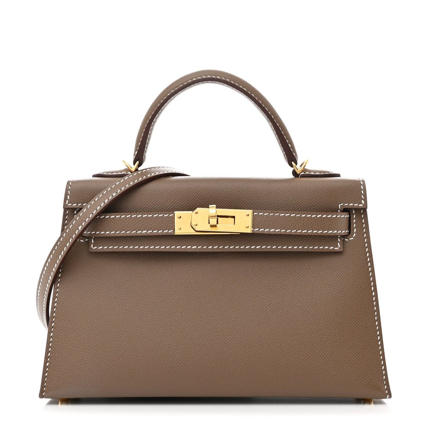 Madame Calfskin Mini Kelly Sellier 20 Etoupe