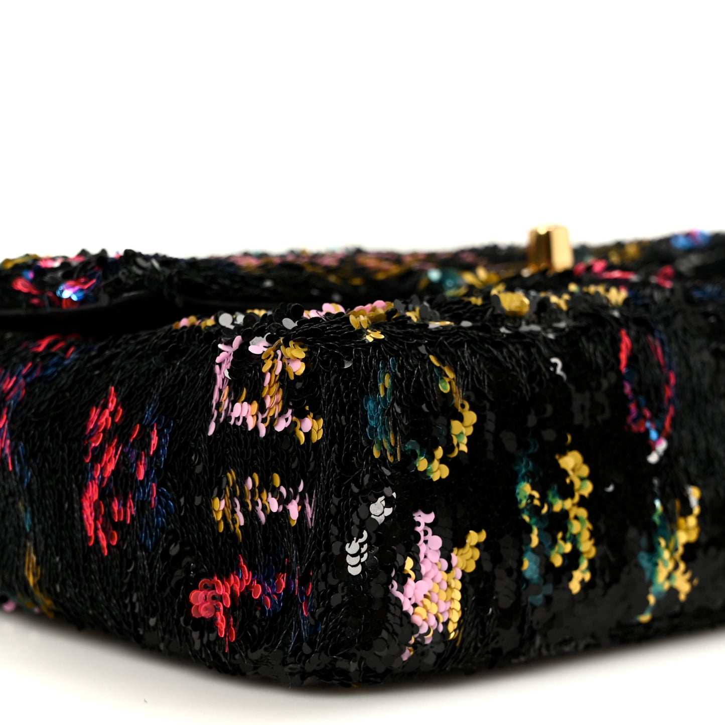 Sequin Logo CC Small Single Flap Black Multicolor