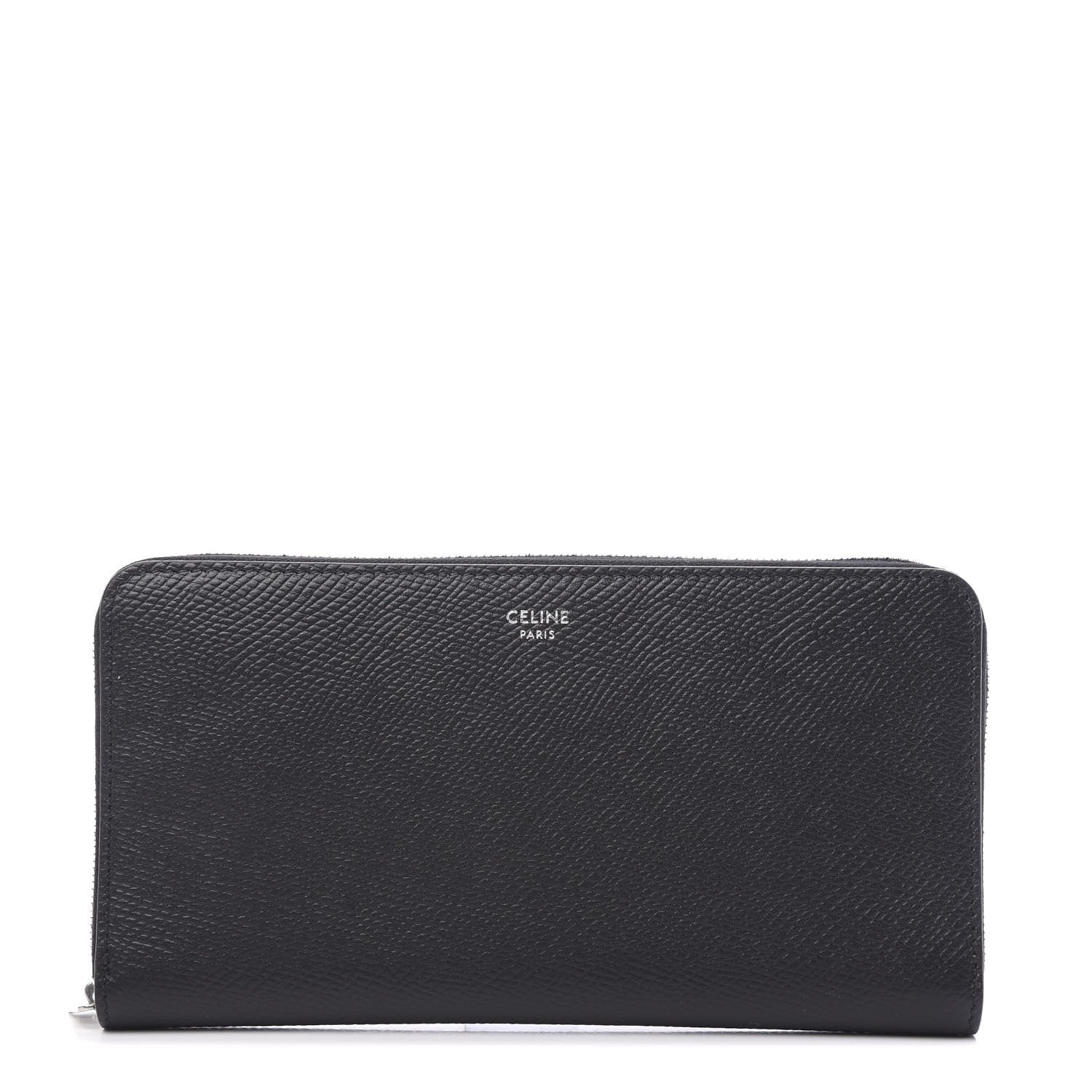 Celine Grained Calfskin Large Zip Around Multifunction Wallet Black 1 of 7