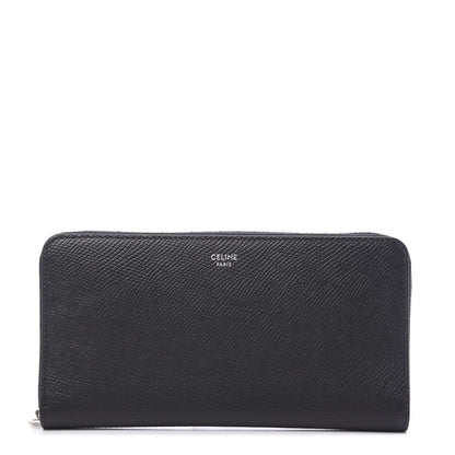 Celine Grained Calfskin Large Zip Around Multifunction Wallet Black 1 of 7