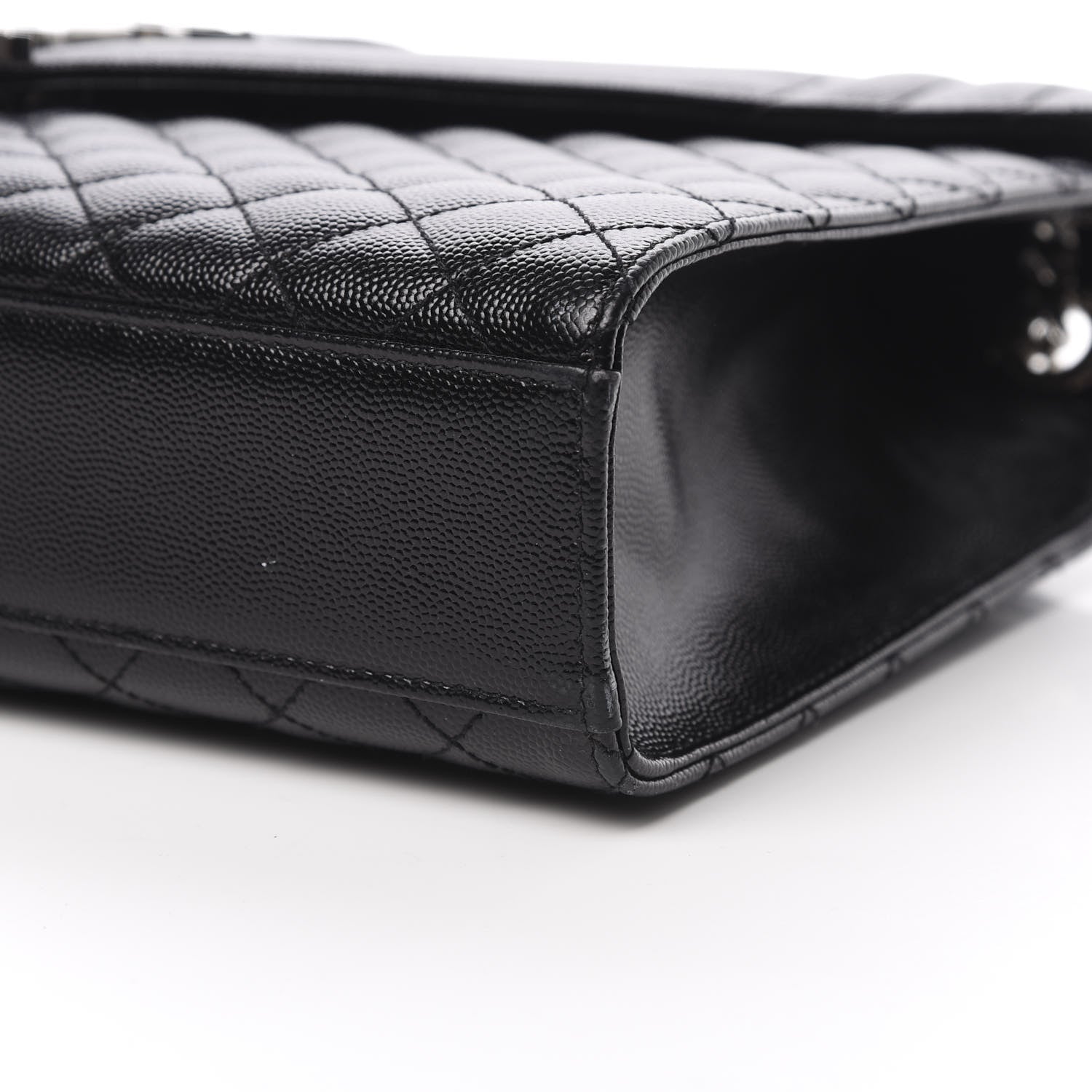 Saint Laurent Grain De Poudre Textured Mixed Matelasse Large Triquilt Monogram Satchel Black 10 of 12