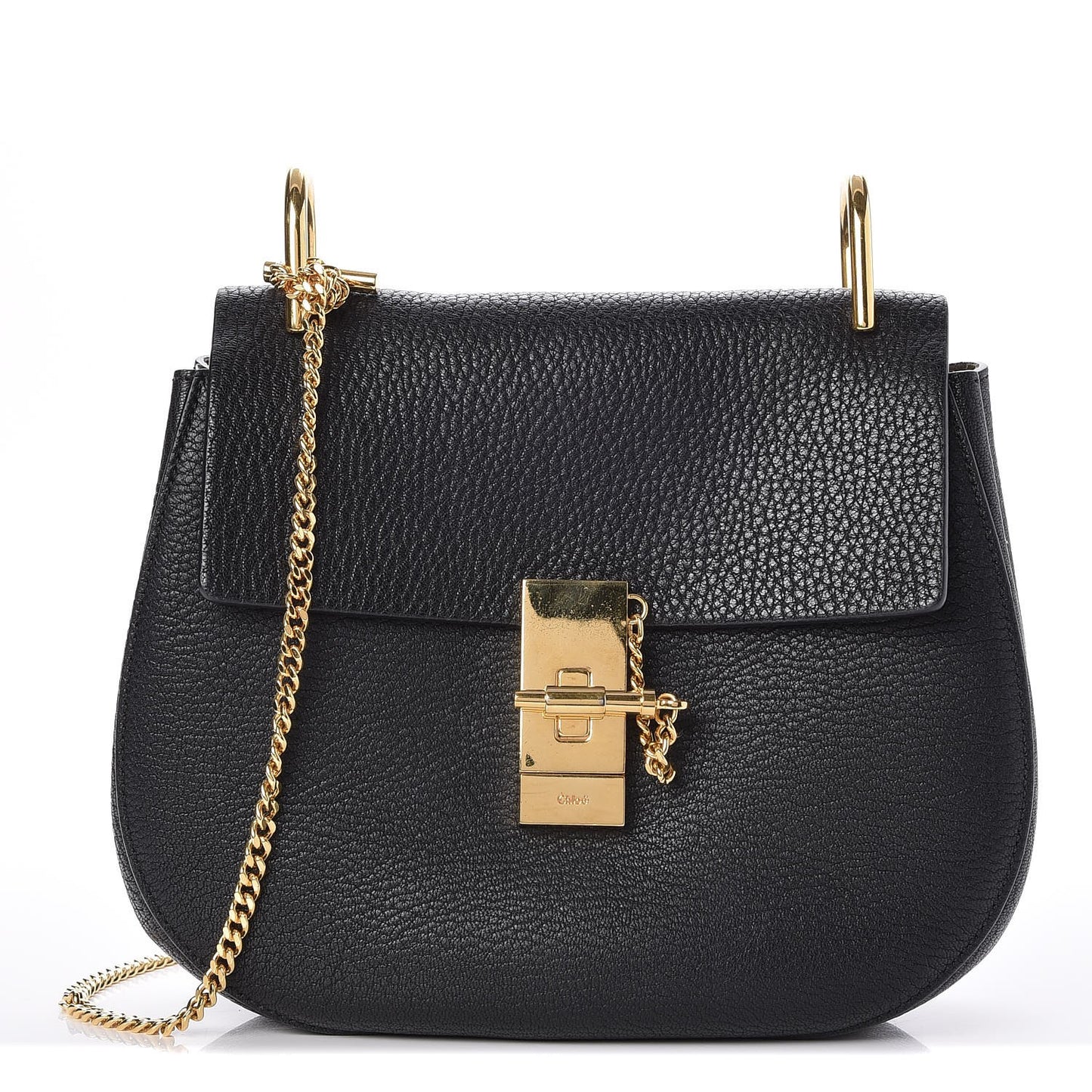 Grained Lambskin Drew Shoulder Bag Black