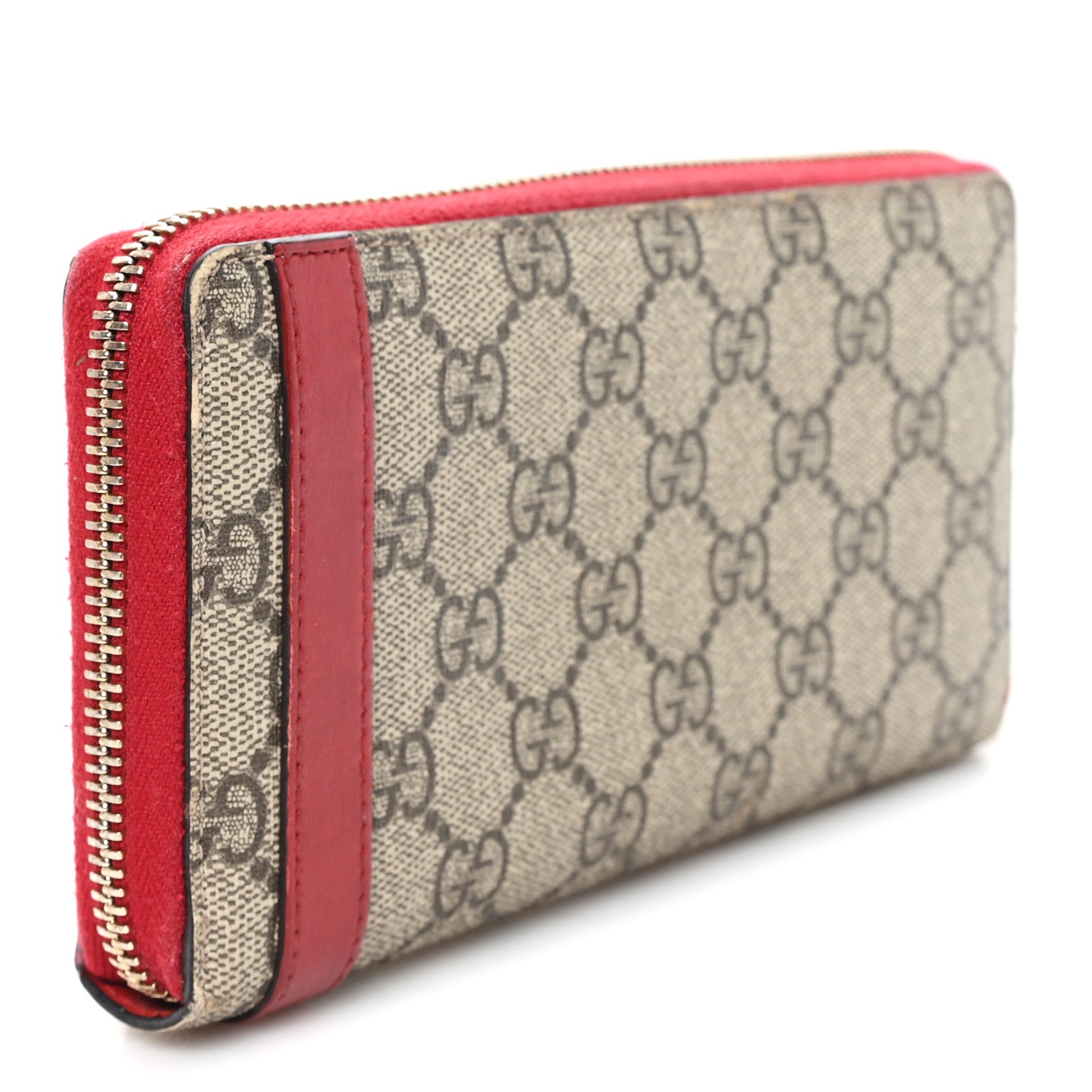 Gucci GG Supreme Monogram Nice Zip Around Wallet Tabasco Red 3 of 9