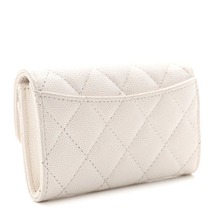 Chanel Caviar Quilted Flap Card Holder Wallet White 3 of 8