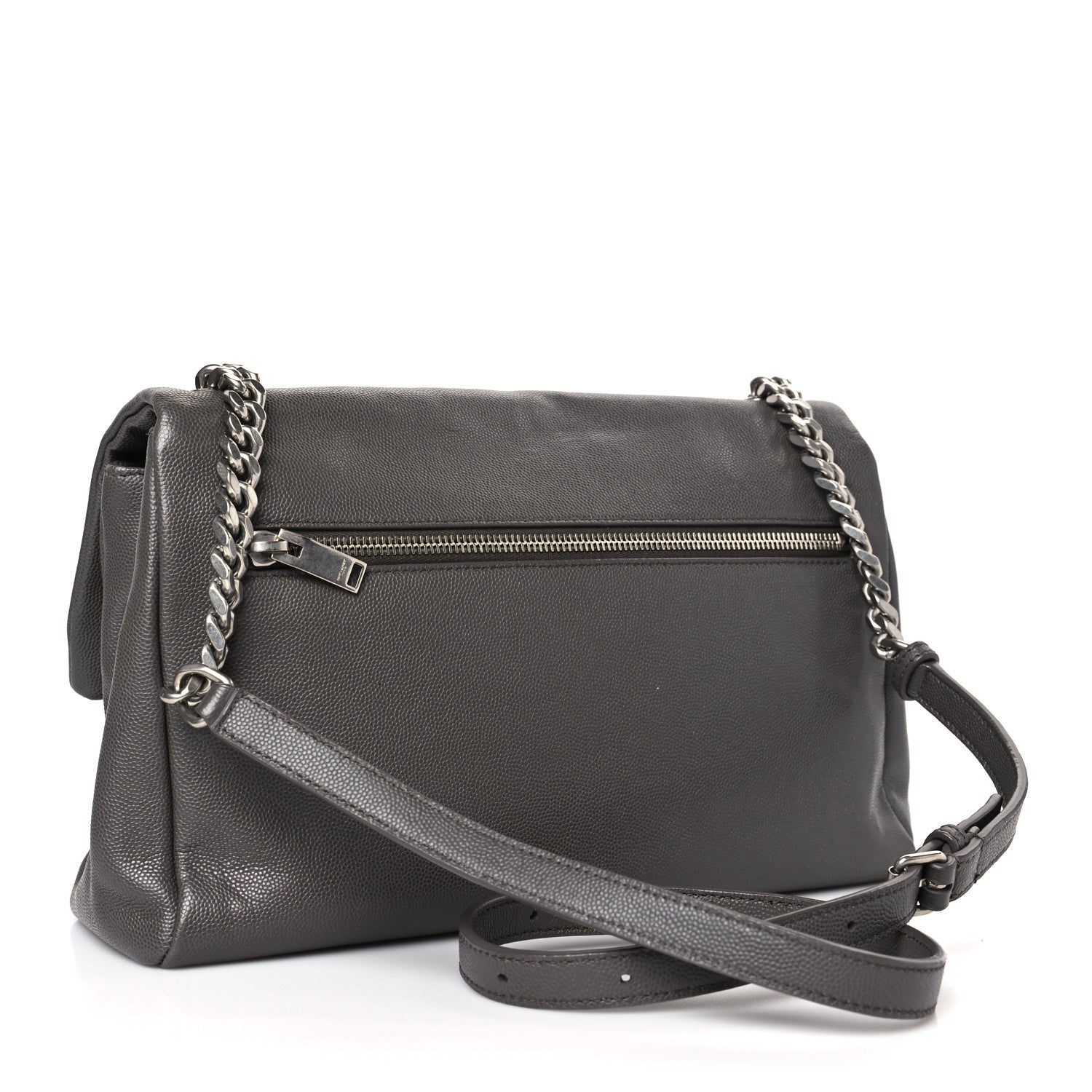 Saint Laurent Grain De Poudre Medium West Hollywood Monogram Fold-Over Earth 3 of 9