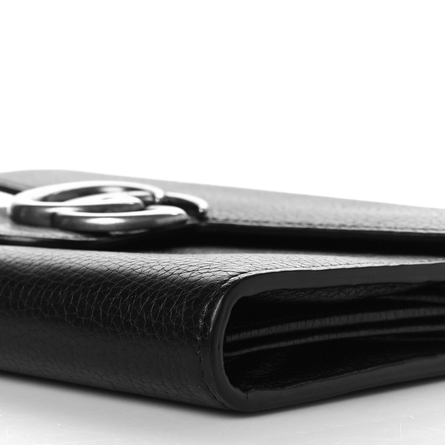 Calfskin GG Marmont Chain Wallet Black