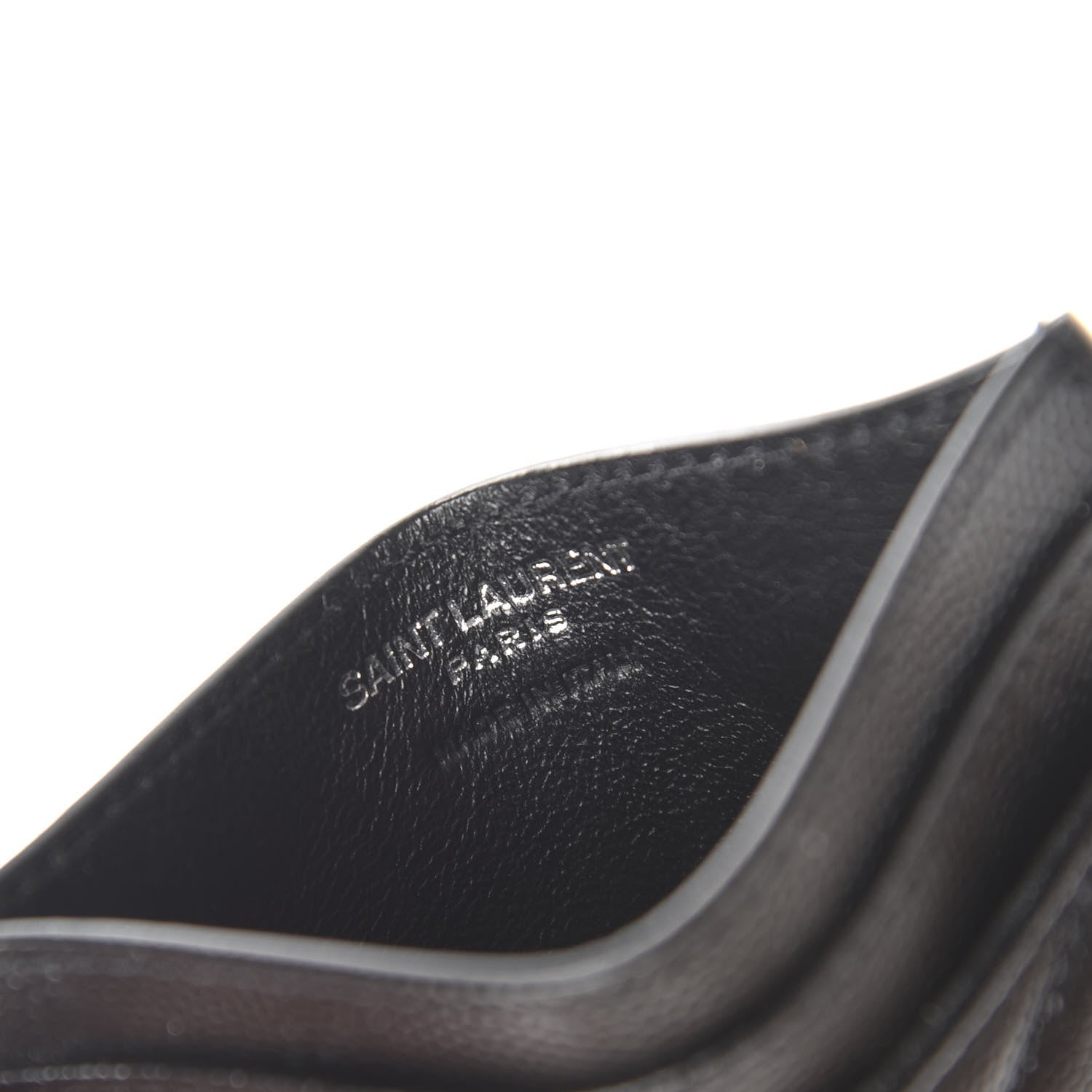 Saint Laurent Grain De Poudre Matelasse Chevron Monogram Credit Card Case Black 8 of 10
